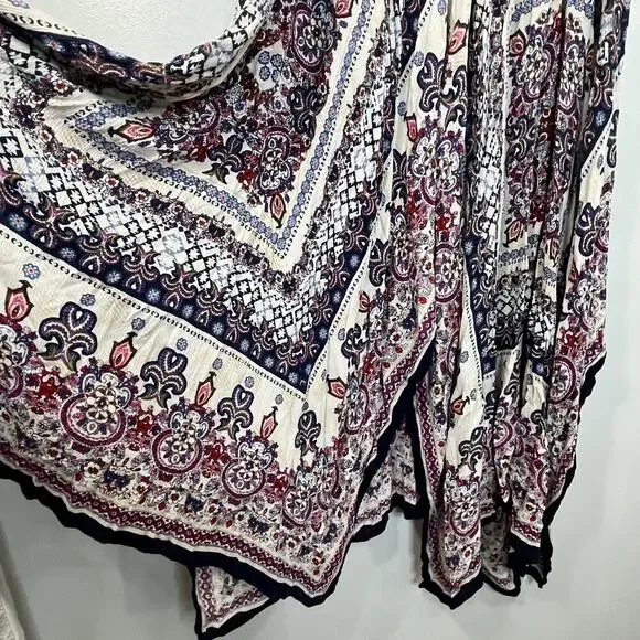 Bila Women Midi Dress Floral Multicolor Boho Rayon Beach Size M Asymmetric Hem - Picture 5 of 12